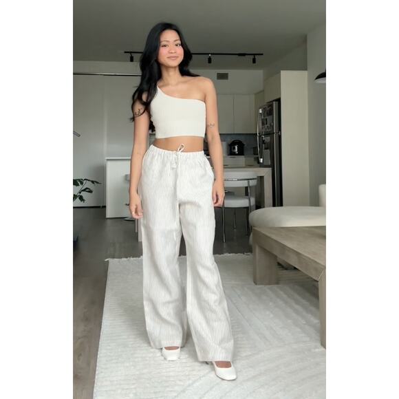 REFORMATION Olina Linen Pants in Elsie Stripe Size Small - Picture 2 of 9